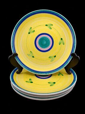 Caleca Carousel Salad Luncheon Plates 9.5” Lot Set Of 4 Italian Pottery